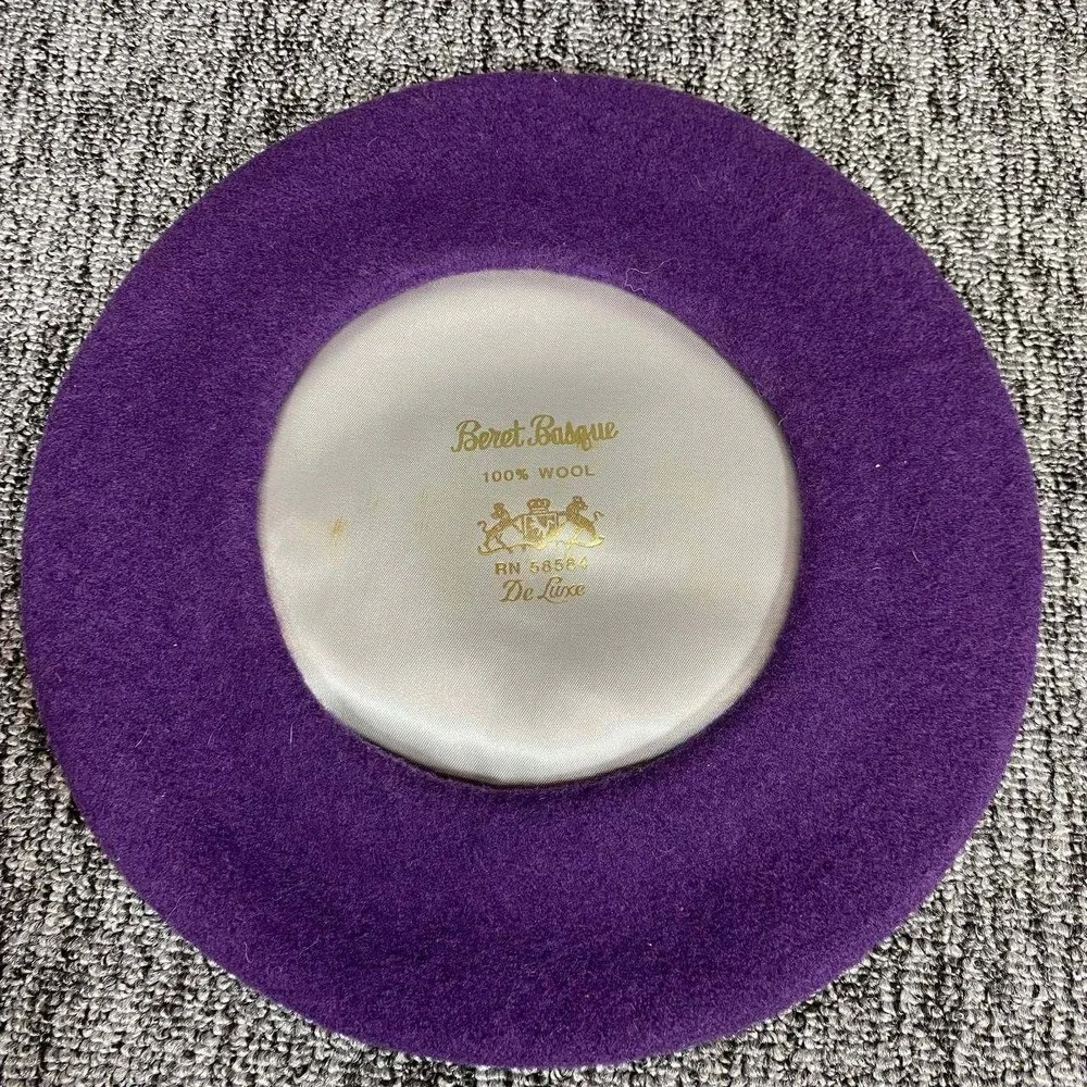 Beret Basque Wool Beret Unisex One‎ Size Purple De Luxe Vintage Artist Hat